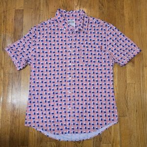 RSVLTS Red and Blue Geometric Short Sleeve Shirt